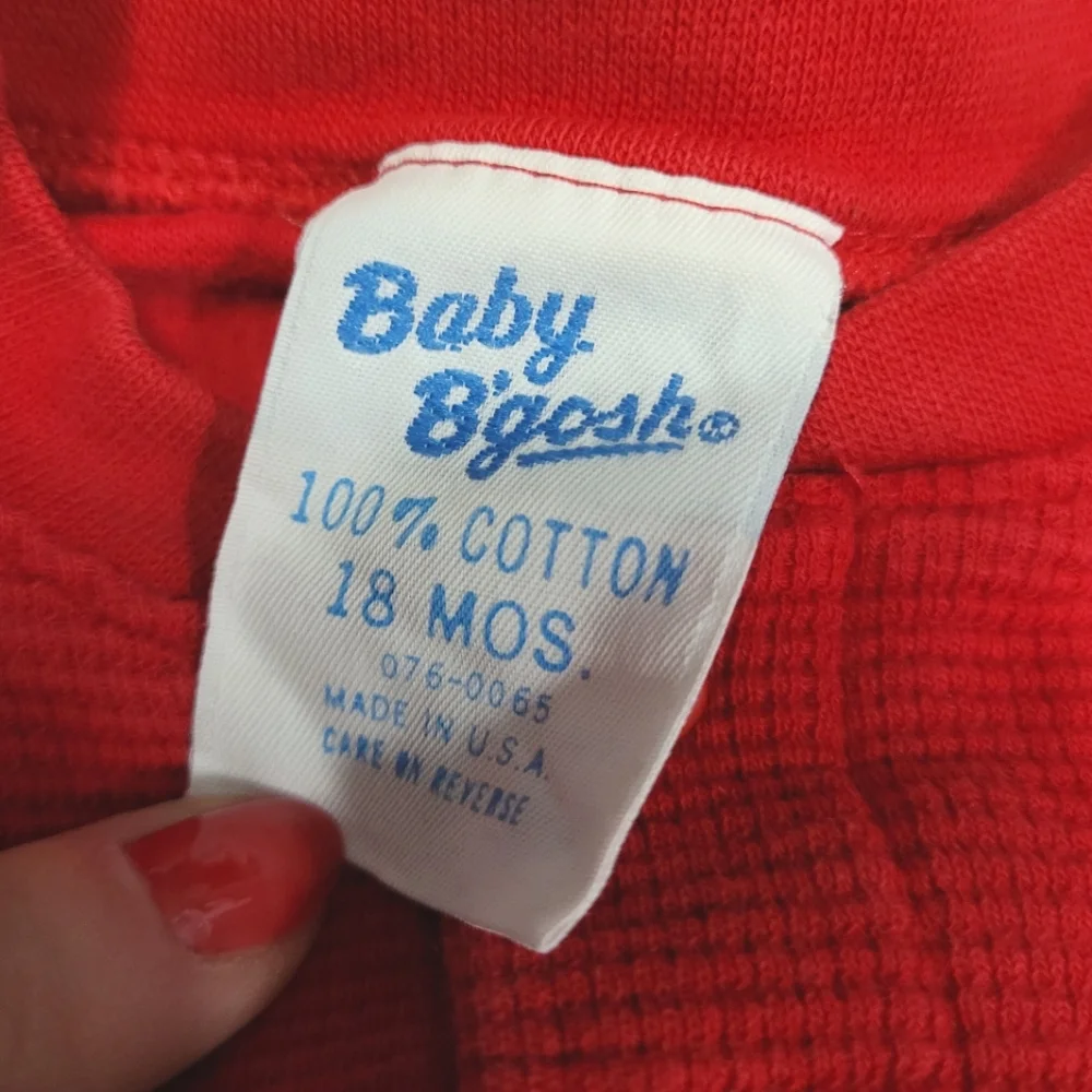 Vintage OshKosh B'Gosh 1990s red long sleeved Baby B'Gosh bodysuit onesie
